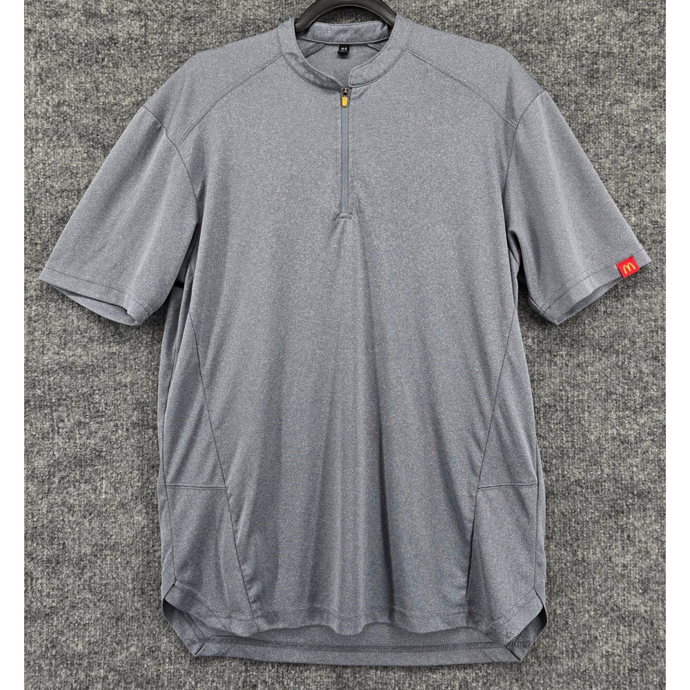 McDonalds Staff Shirt Men M Blue Quarter Zip Short Sleeve Uniform MC305B Utility